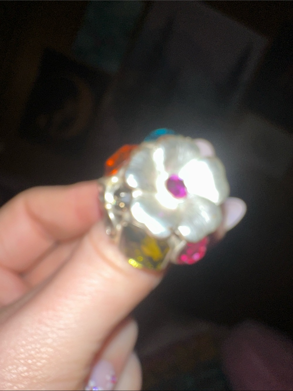 Express • Colorful Floral Rhinestone Cluster Stretch Ring - Picture 16 of 17